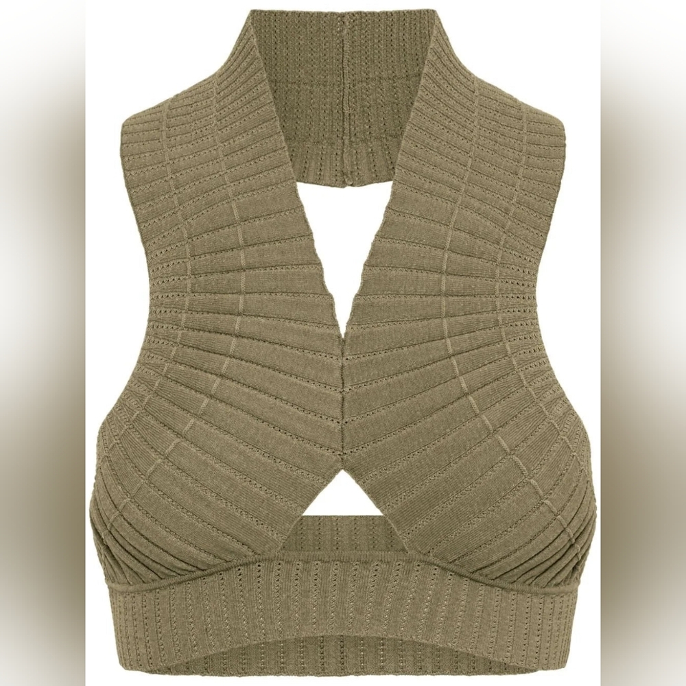 Dion Lee Snakeskin X Bra Top Sage Green size L